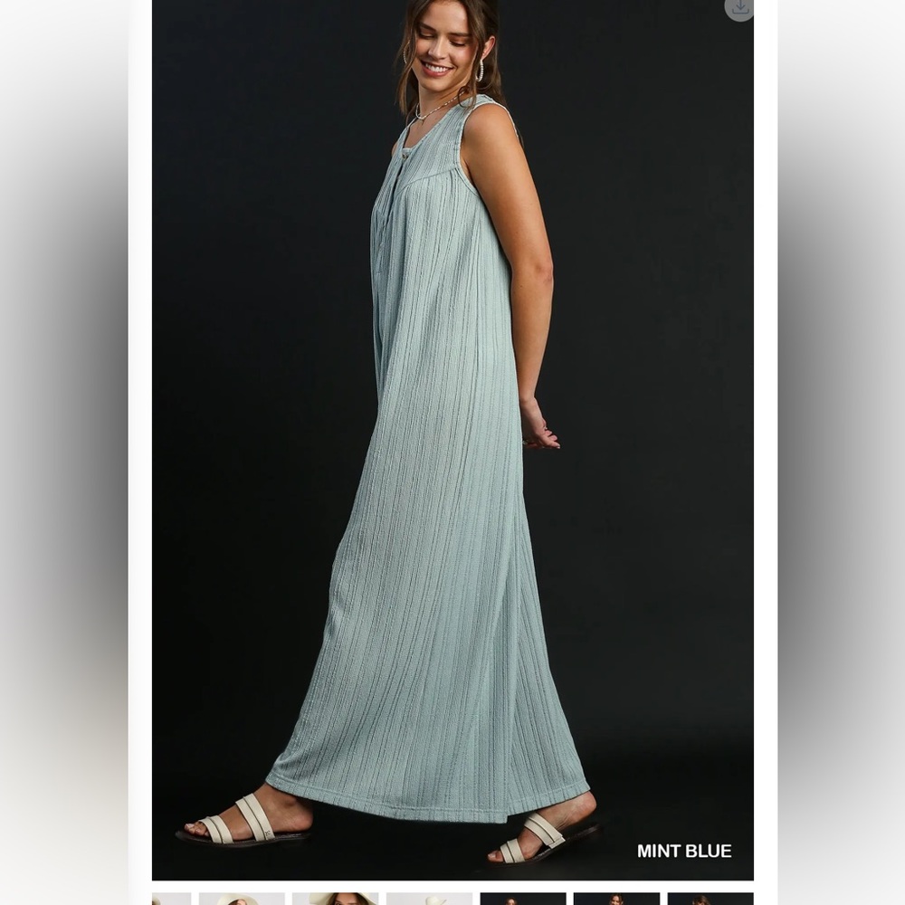 Umgee Sleeveless Wide-Leg Jumpsuit in Mint Blue - Picture 2 of 3